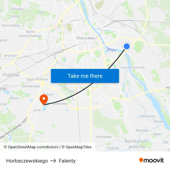 Horbaczewskiego to Falenty map