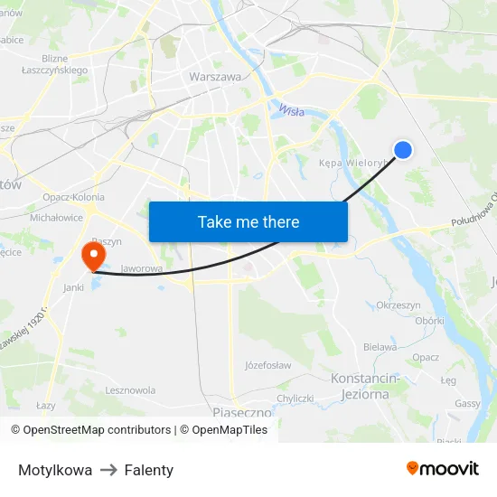 Motylkowa to Falenty map