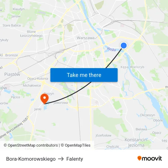 Bora - Komorowskiego to Falenty map