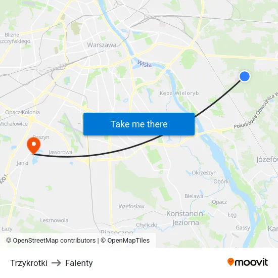 Trzykrotki to Falenty map