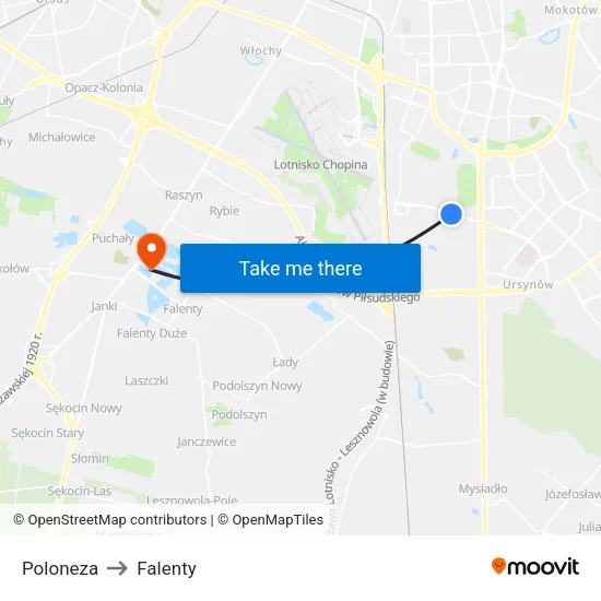 Poloneza to Falenty map