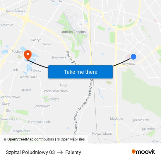 Szpital Południowy 03 to Falenty map