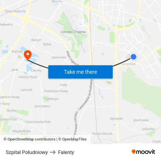 Szpital Południowy to Falenty map