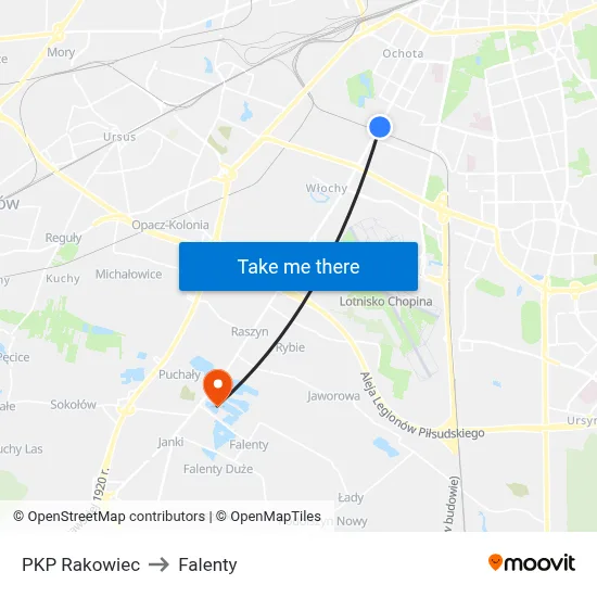 PKP Rakowiec to Falenty map