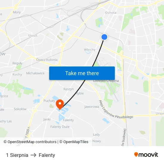1 Sierpnia to Falenty map