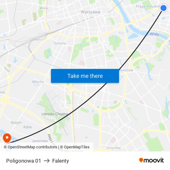 Poligonowa 01 to Falenty map