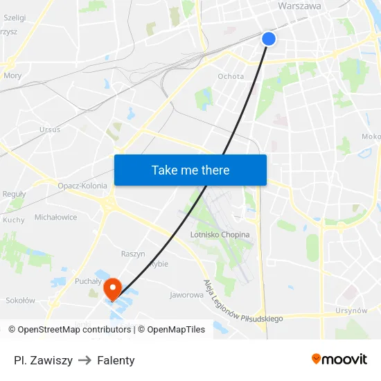 Pl. Zawiszy to Falenty map