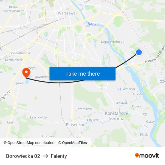Borowiecka 02 to Falenty map