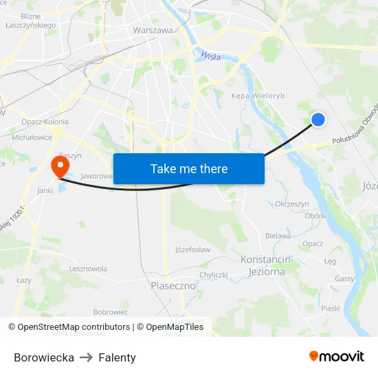 Borowiecka to Falenty map