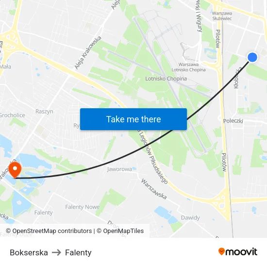 Bokserska to Falenty map