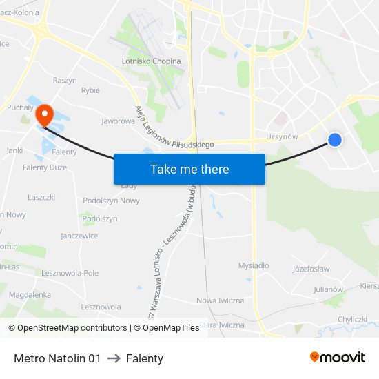 Metro Natolin 01 to Falenty map