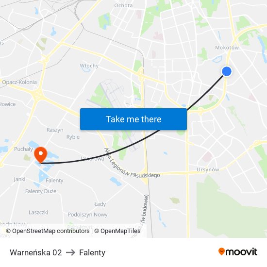 Warneńska 02 to Falenty map