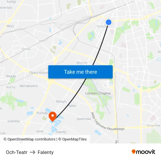 Och-Teatr to Falenty map
