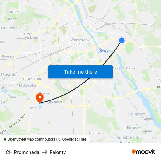 CH Promenada to Falenty map