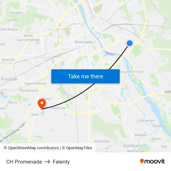 CH Promenada to Falenty map