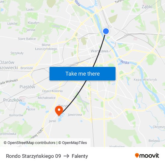 Rondo Starzyńskiego to Falenty map