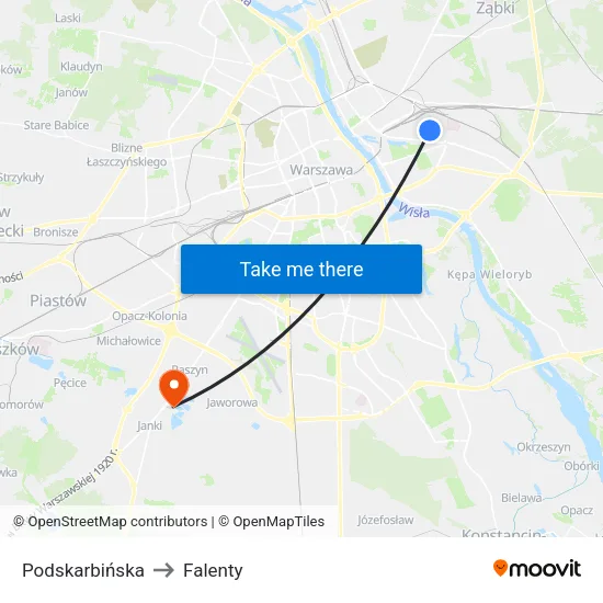 Podskarbińska to Falenty map