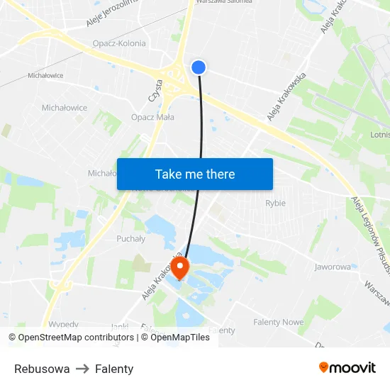 Rebusowa to Falenty map