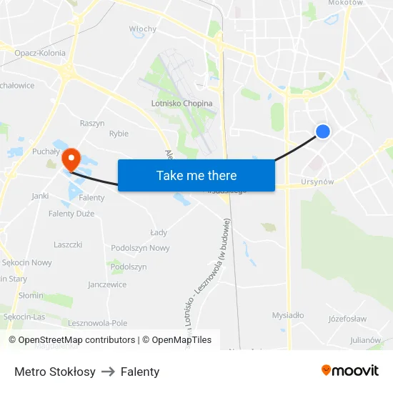 Metro Stokłosy to Falenty map
