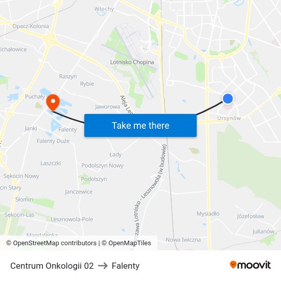 Centrum Onkologii to Falenty map