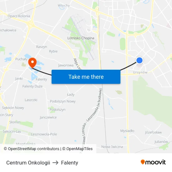 Centrum Onkologii to Falenty map