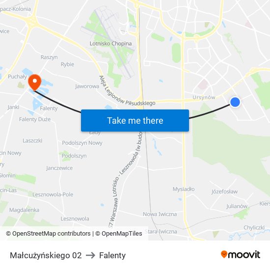 Małcużyńskiego 02 to Falenty map
