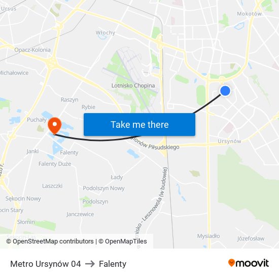 Metro Ursynów 04 to Falenty map