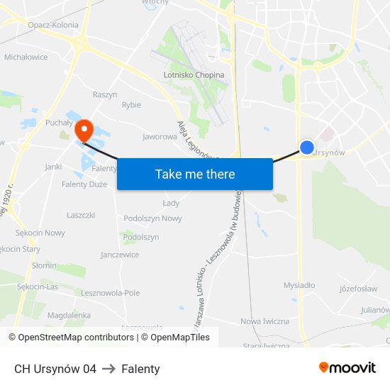 CH Ursynów to Falenty map