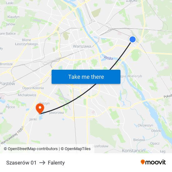 Szaserów to Falenty map