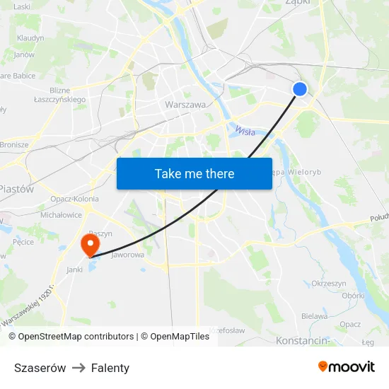 Szaserów to Falenty map