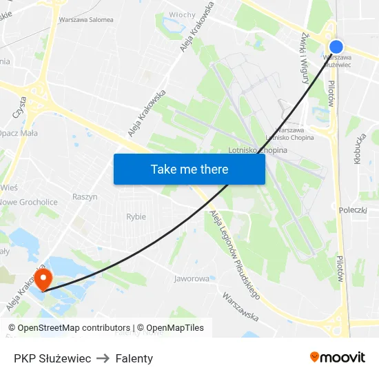 PKP Służewiec to Falenty map