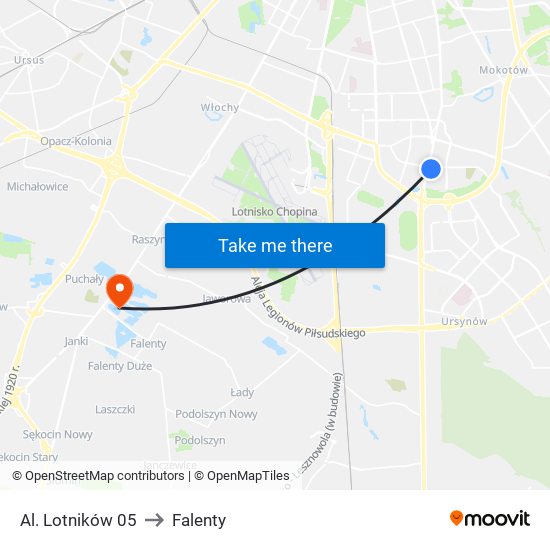 Al. Lotników 05 to Falenty map