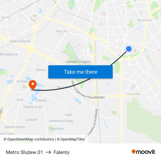 Metro Służew 01 to Falenty map