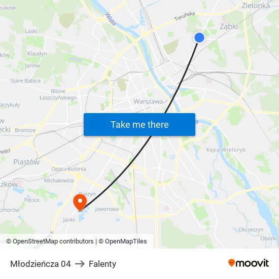 Młodzieńcza 04 to Falenty map