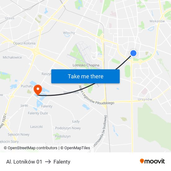 Al. Lotników 01 to Falenty map