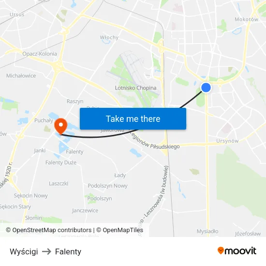 Wyścigi to Falenty map