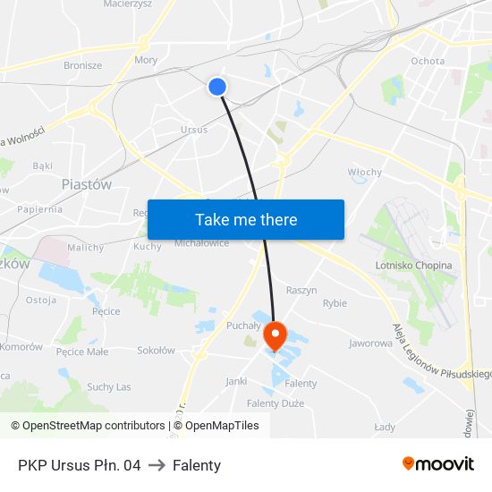 PKP Ursus Płn. 04 to Falenty map