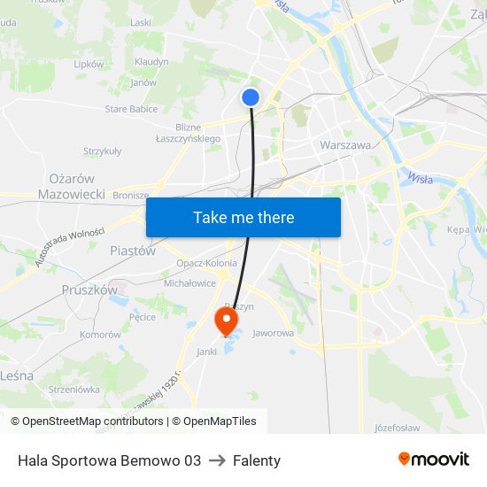 Hala Sportowa Bemowo 03 to Falenty map