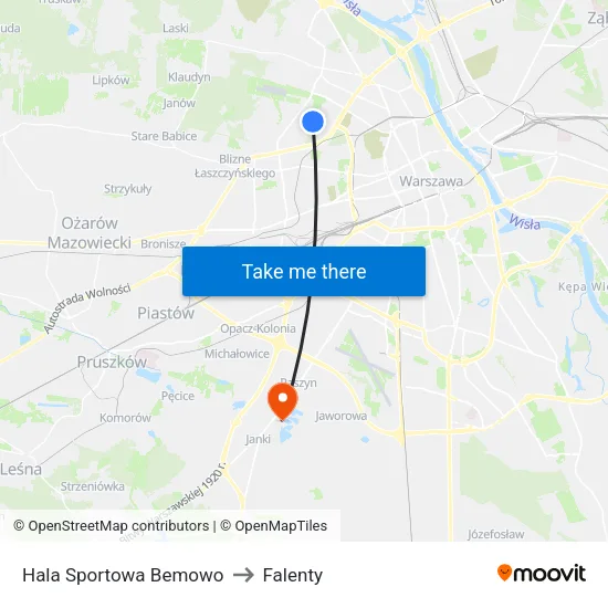 Hala Sportowa Bemowo to Falenty map
