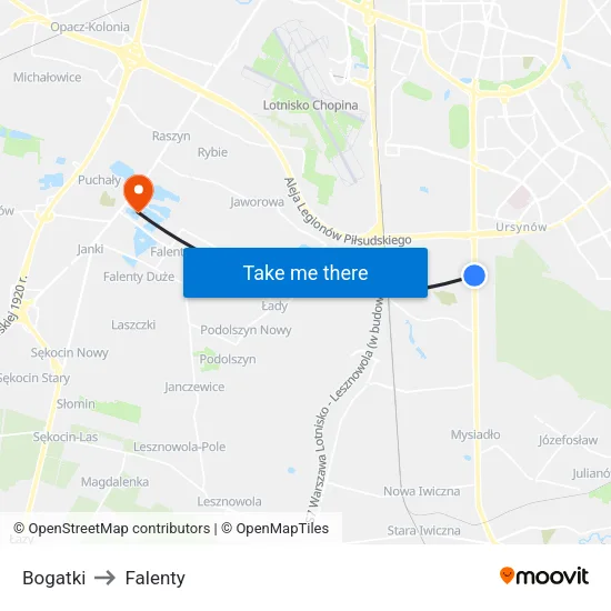 Bogatki to Falenty map