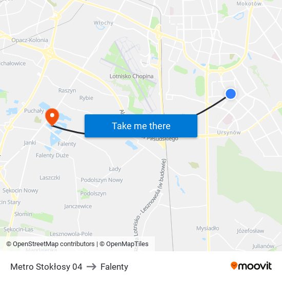 Metro Stokłosy to Falenty map