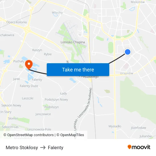 Metro Stokłosy to Falenty map
