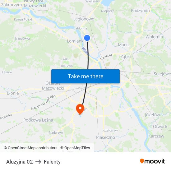 Aluzyjna 02 to Falenty map