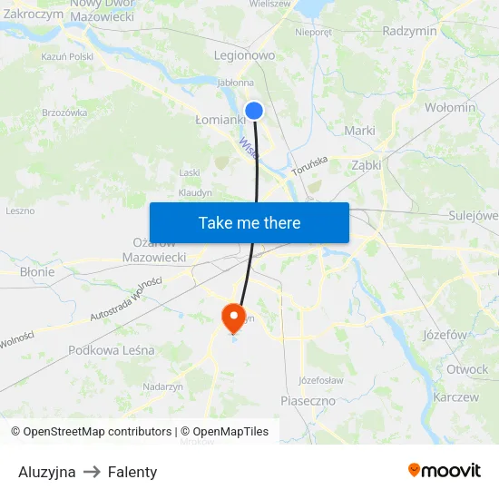 Aluzyjna to Falenty map