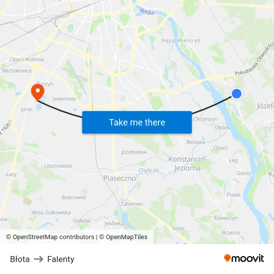 Błota to Falenty map
