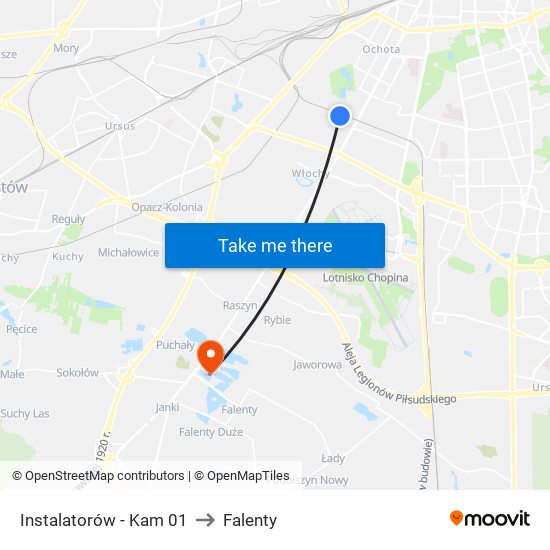 Instalatorów - Kam 01 to Falenty map