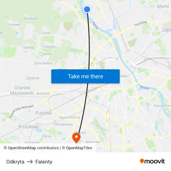 Odkryta to Falenty map