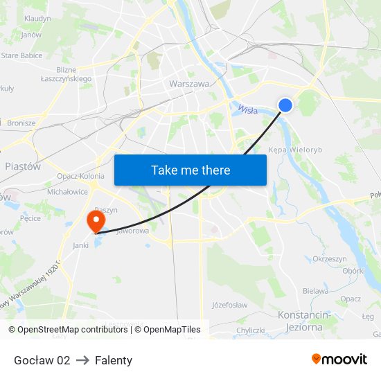 Gocław 02 to Falenty map