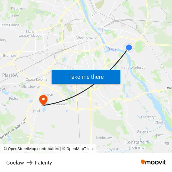 Gocław to Falenty map