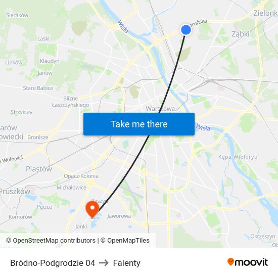 Bródno-Podgrodzie to Falenty map